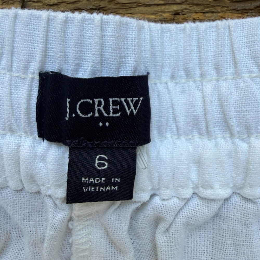 J.Crew White Pull-On Drawstring Linen Pants Size 6 - Picture 3 of 9